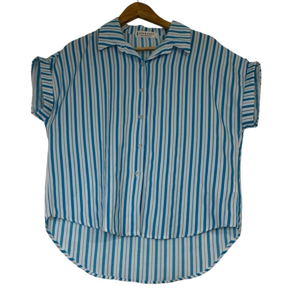 Jon & Anna Tops - Jon & Anna Casual Striped Button-Up Contemporary Blouse
